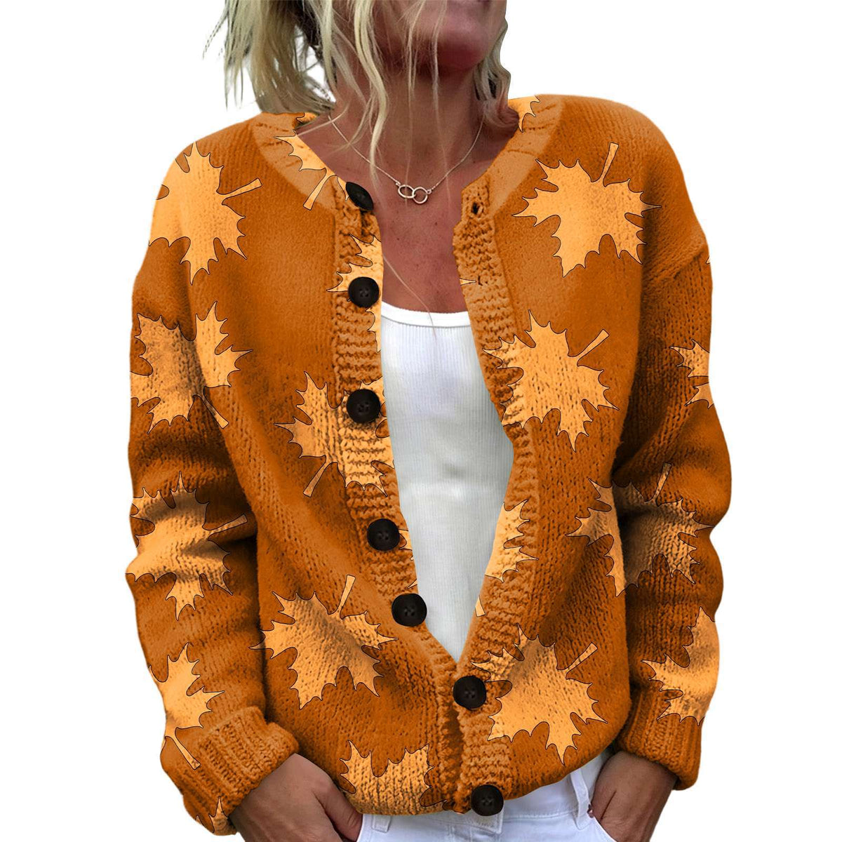 Christmas sweater vintage round-neck cardigan