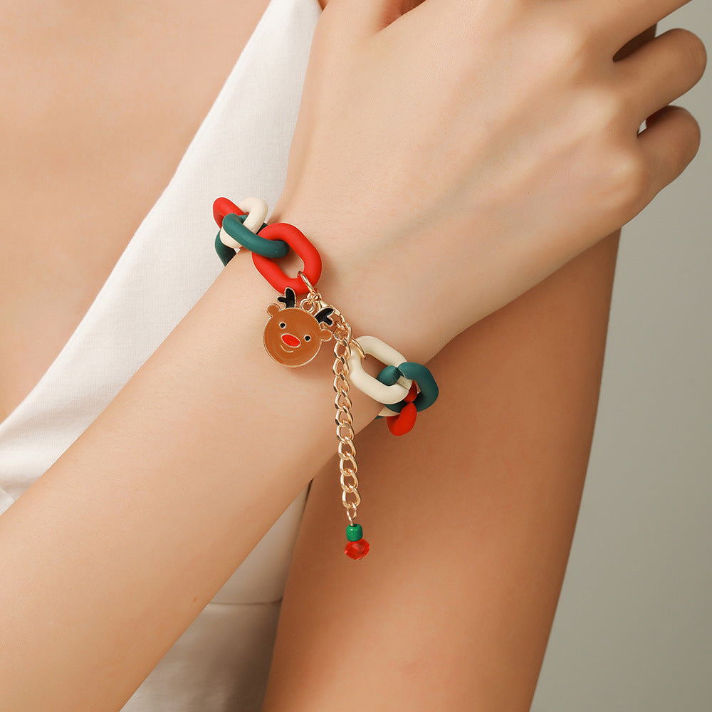 Christmas Beaded Bracelet Alloy Pendant Hand Chain