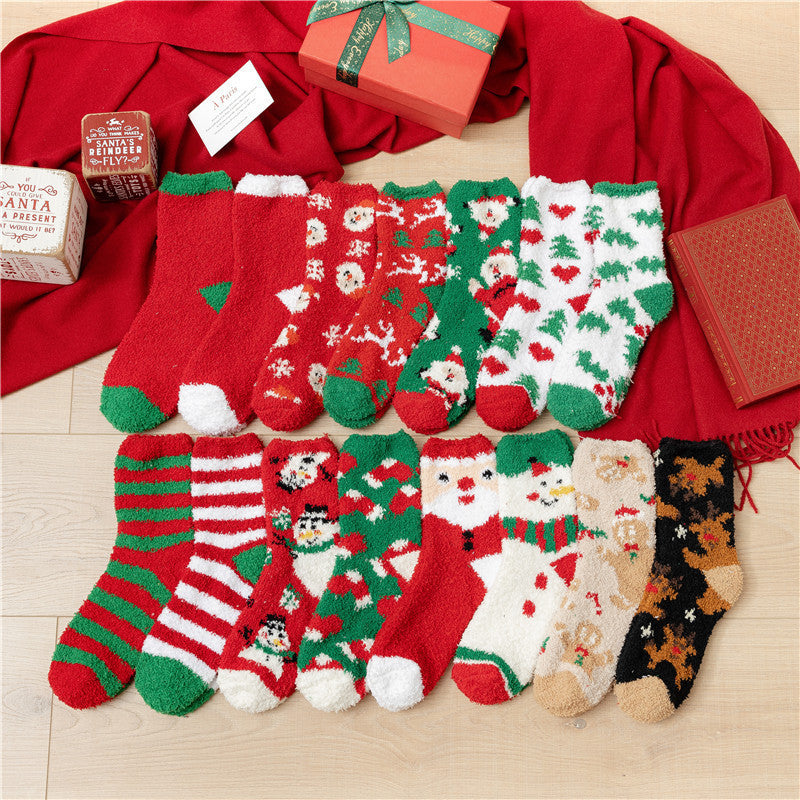 Plush Christmas Slipper Socks with Non-Slip Sole