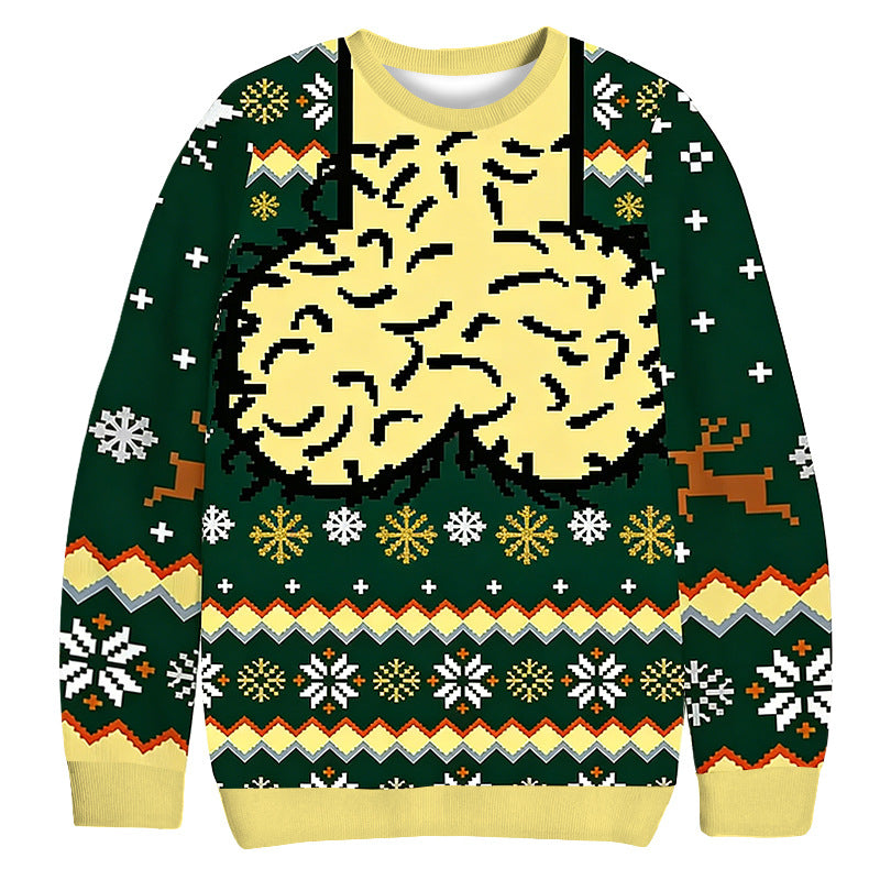 Casual Christmas Print Crew Neck Sweatshirts