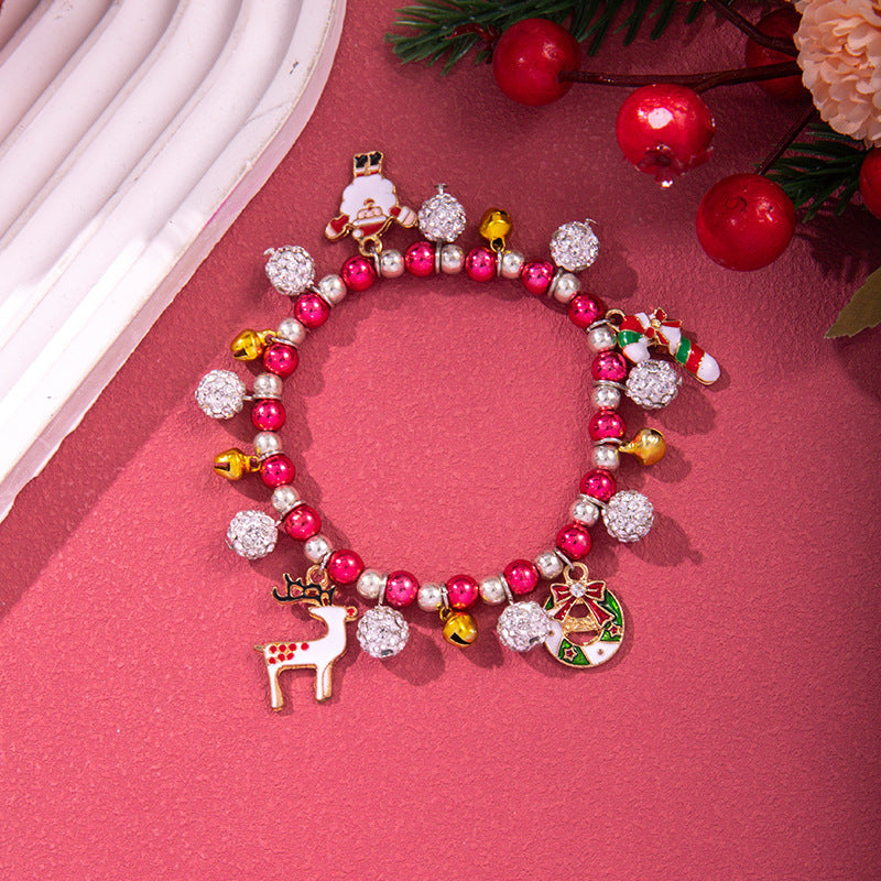 Christmas Beaded Bracelet Alloy Pendant Hand Chain
