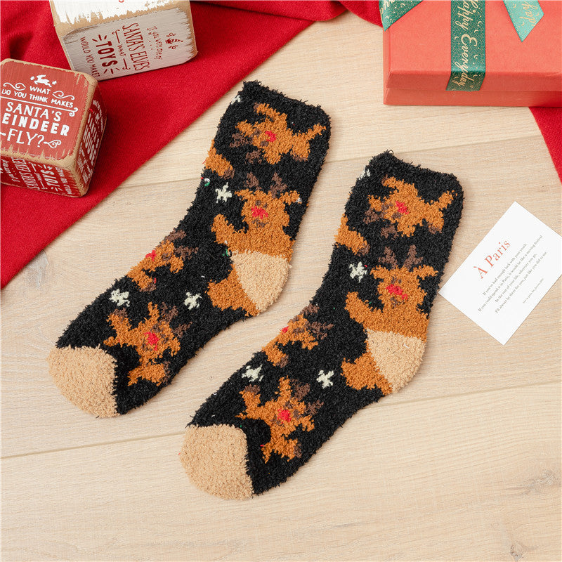 Plush Christmas Slipper Socks with Non-Slip Sole