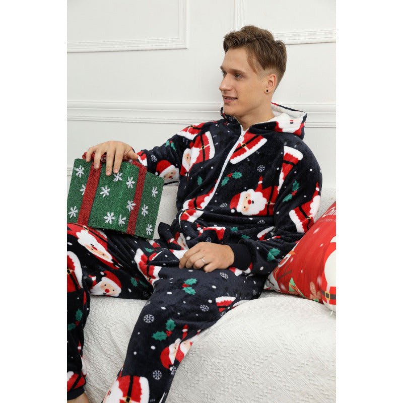 Mens Christmas Flannel Jumpsuit Pajamas