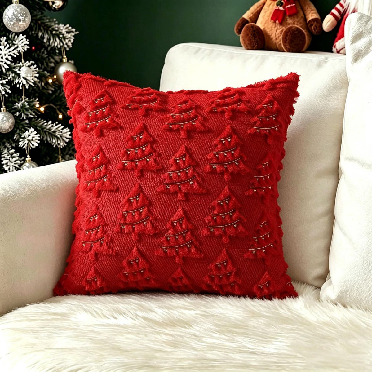 Christmas Themed Retro Cushion Cover