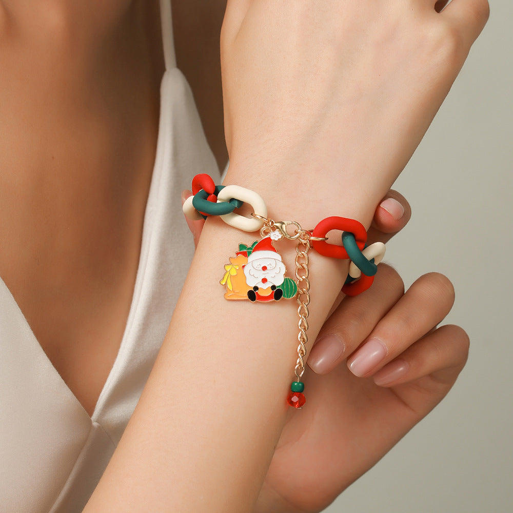 Christmas Beaded Bracelet Alloy Pendant Hand Chain
