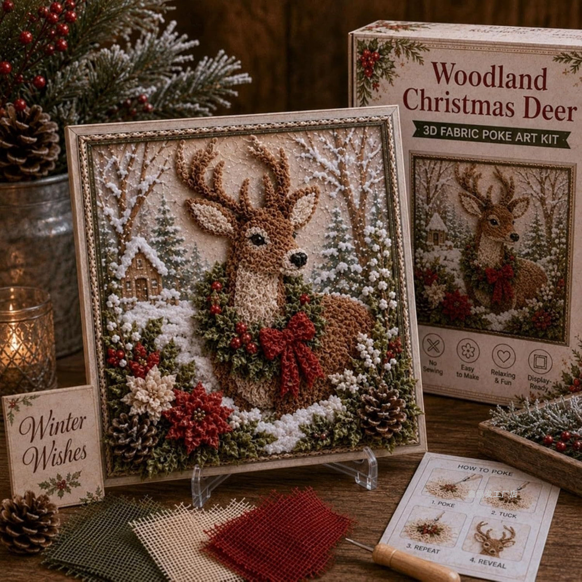 Christmas Fabric Poke Art Craft Kit