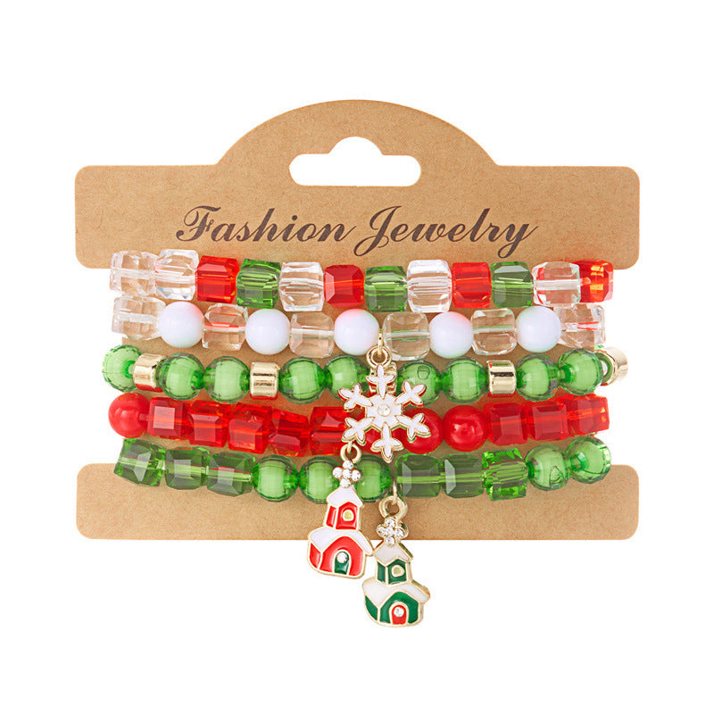 Christmas set of elastic polymer clay bead string jewelry