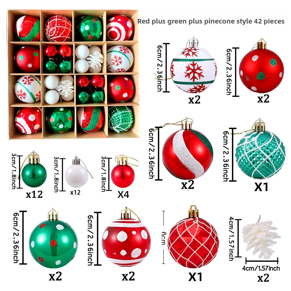 6cm Electroplated Christmas Ornament Ball with Hand-Painted Designs