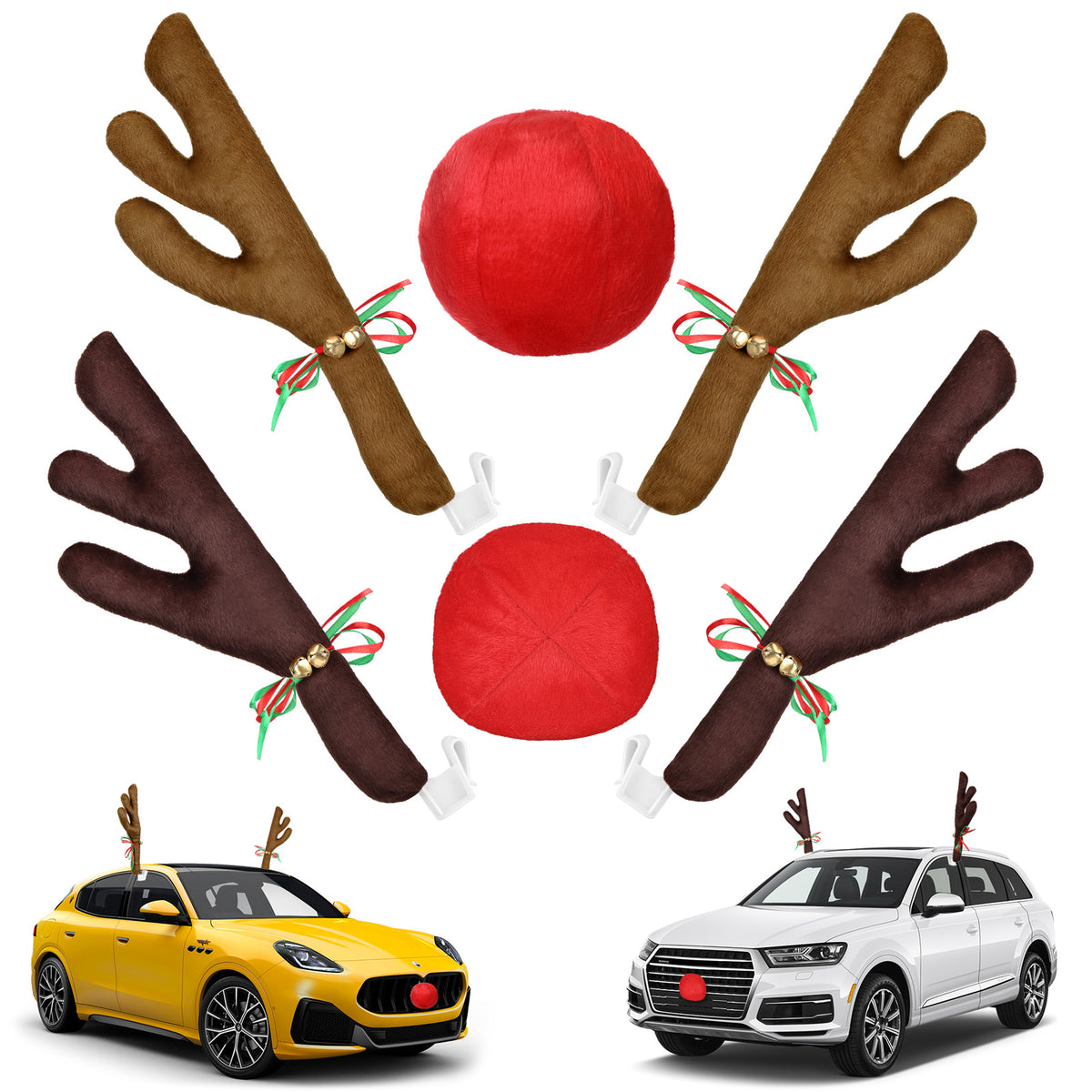 Christmas Car Antlers Short Plush Decorations
