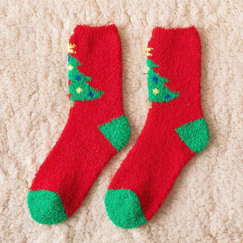Plush Christmas Slipper Socks with Non-Slip Sole