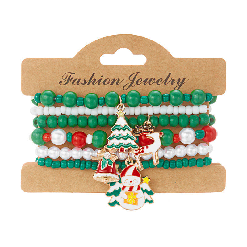 Christmas set of elastic polymer clay bead string jewelry