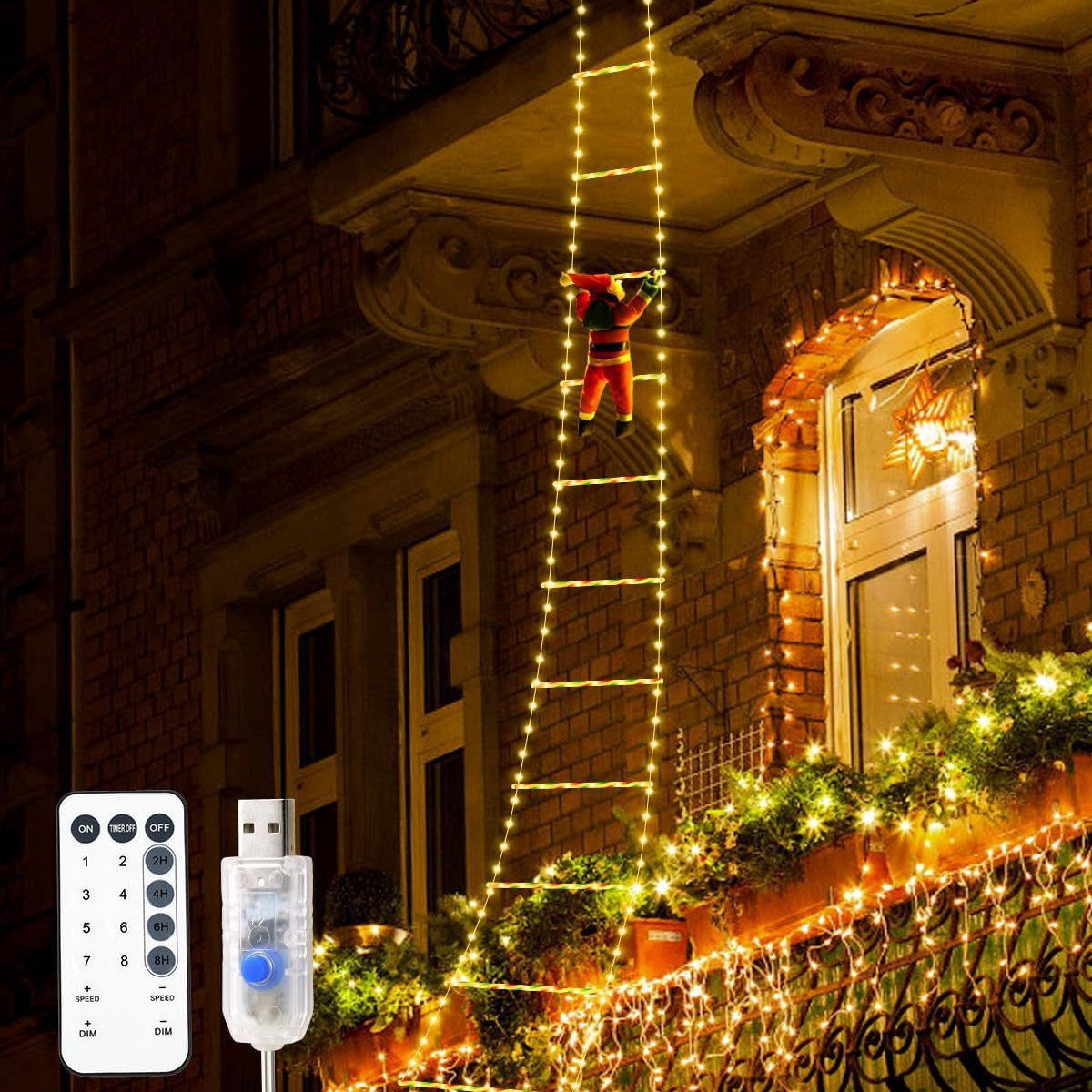 Santa Claus Climbing LED String Lights