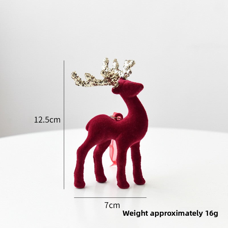 Flocked Reindeer Christmas Ornament with Glitter