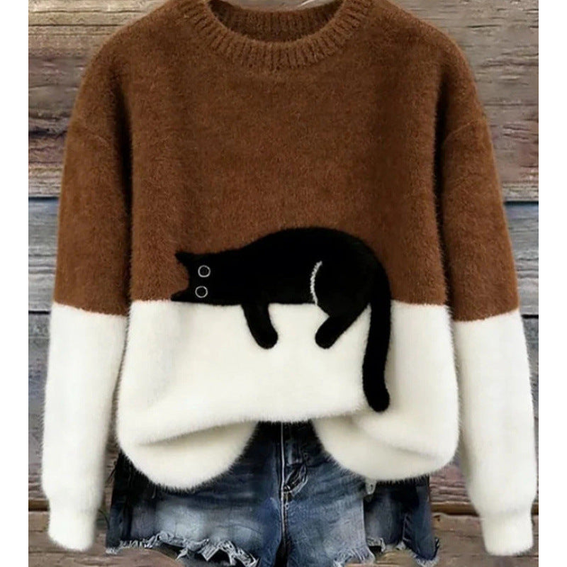 Womens 3D Printed Christmas Flannel Pullover Sweatshirt