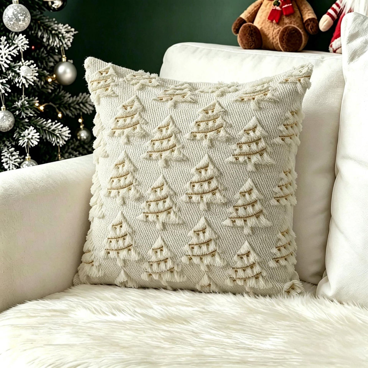 Christmas Themed Retro Cushion Cover