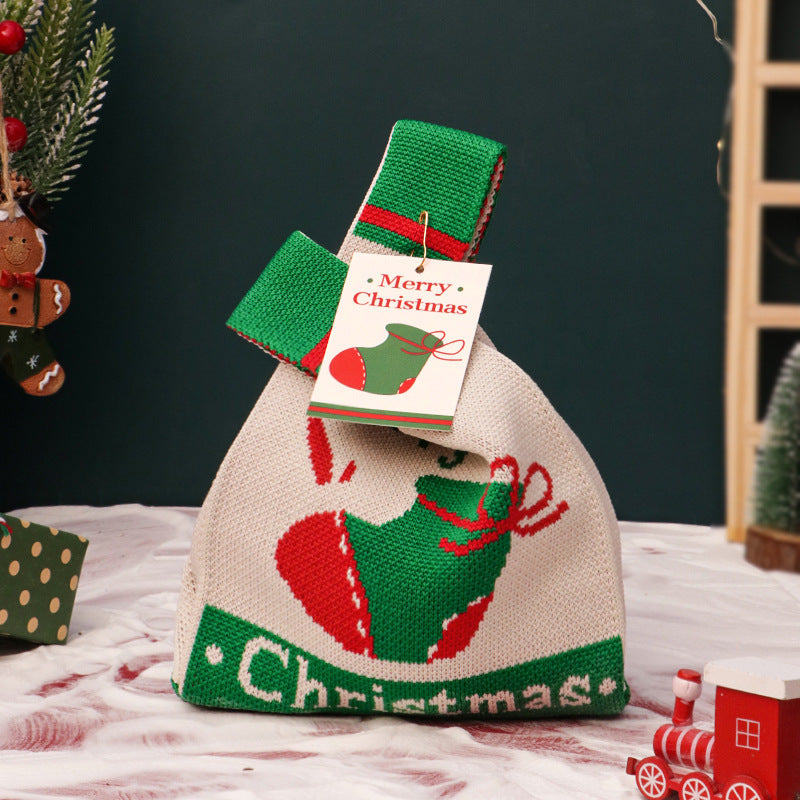 Christmas Apple Gift Bag Knitted Fabric Holiday Packaging