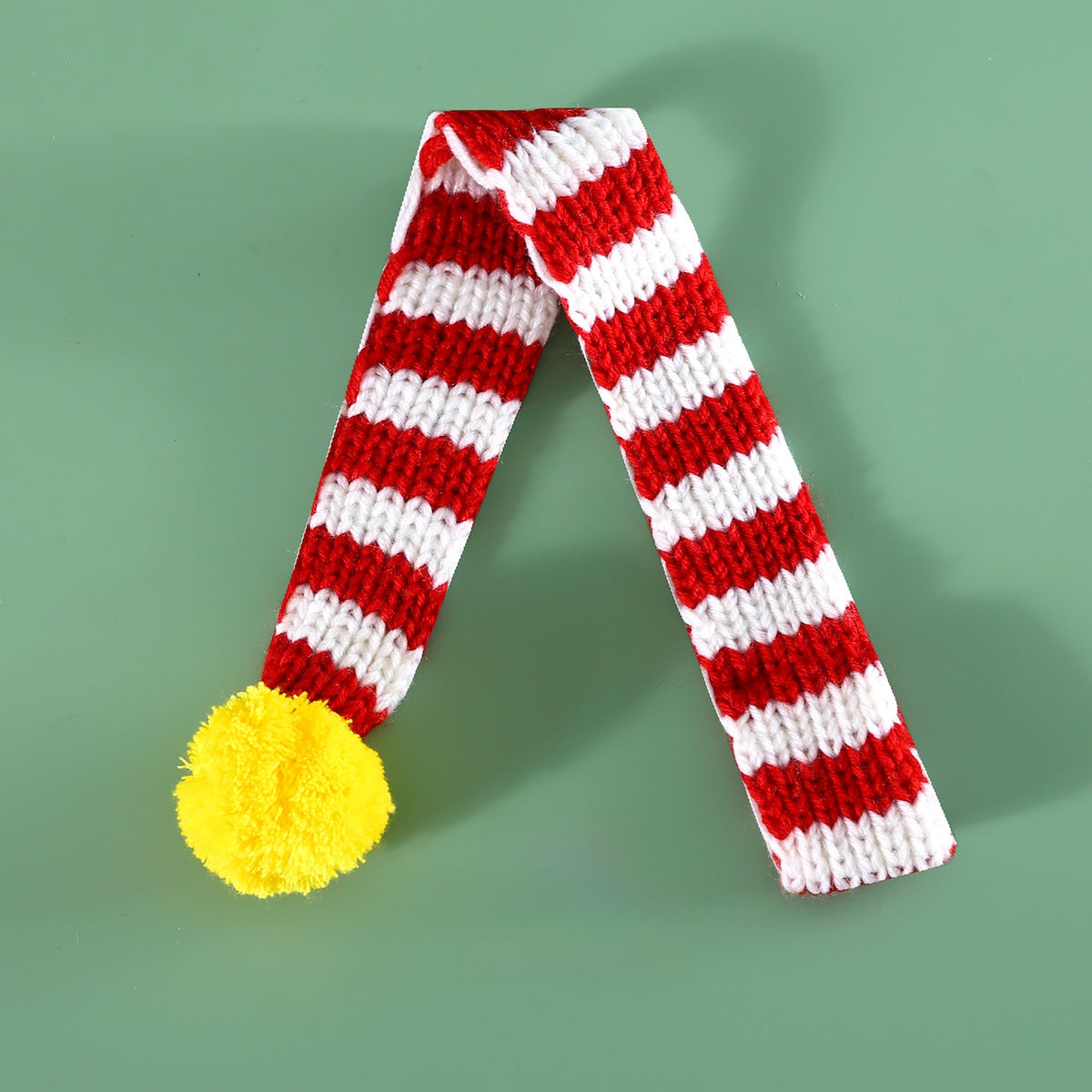 Knitted striped pet Christmas scarf