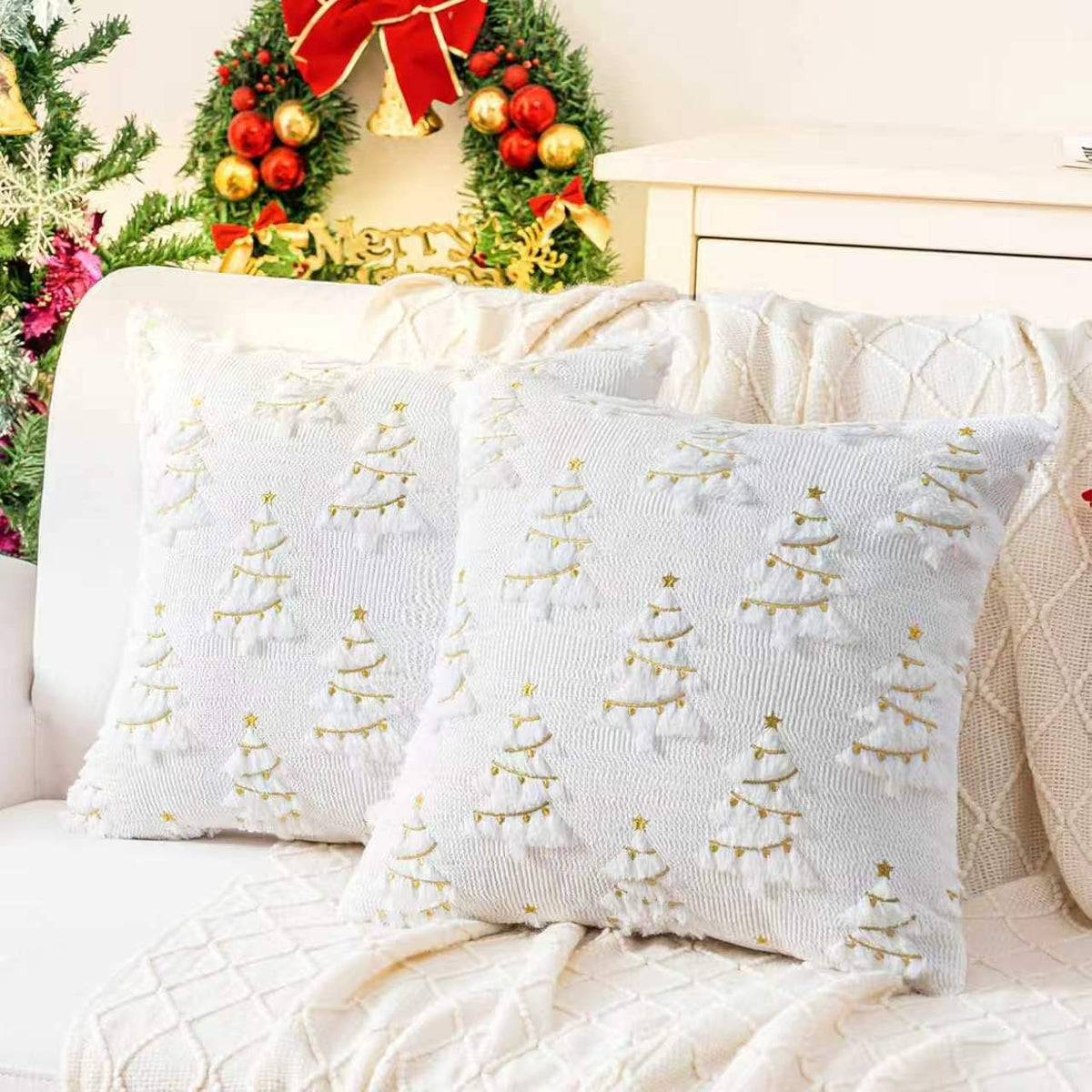 Christmas Themed Retro Cushion Cover