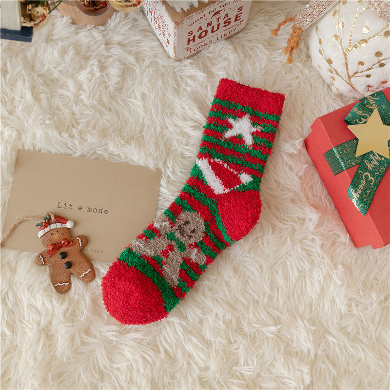 Plush Christmas Slipper Socks with Non-Slip Sole