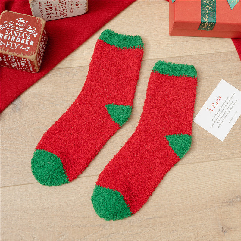 Plush Christmas Slipper Socks with Non-Slip Sole