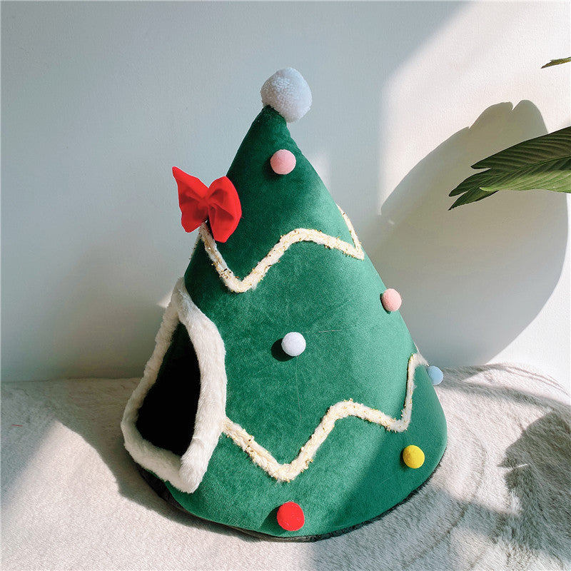 Christmas Tree Pet Nest with Bow
