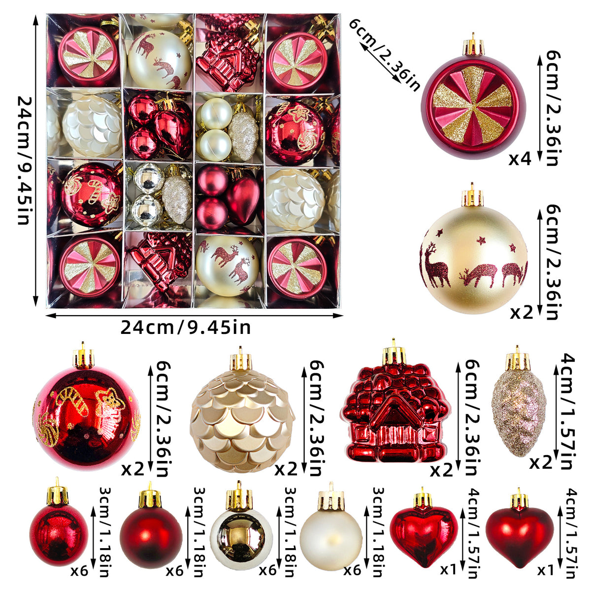 6cm Electroplated Christmas Ornament Ball with Hand-Painted Designs