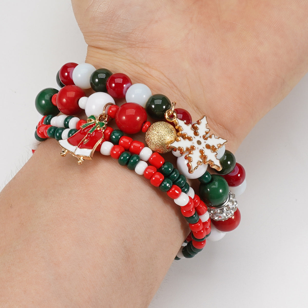 Christmas Elastic Bracelet with Holiday Charms