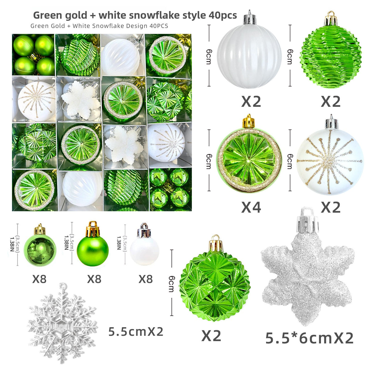 6cm Electroplated Christmas Ornament Ball with Hand-Painted Designs