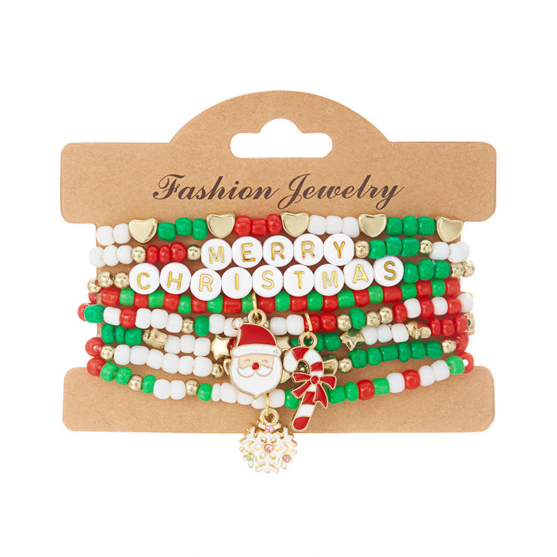 Christmas set of elastic polymer clay bead string jewelry