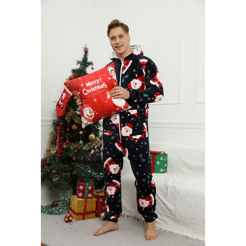 Mens Christmas Flannel Jumpsuit Pajamas