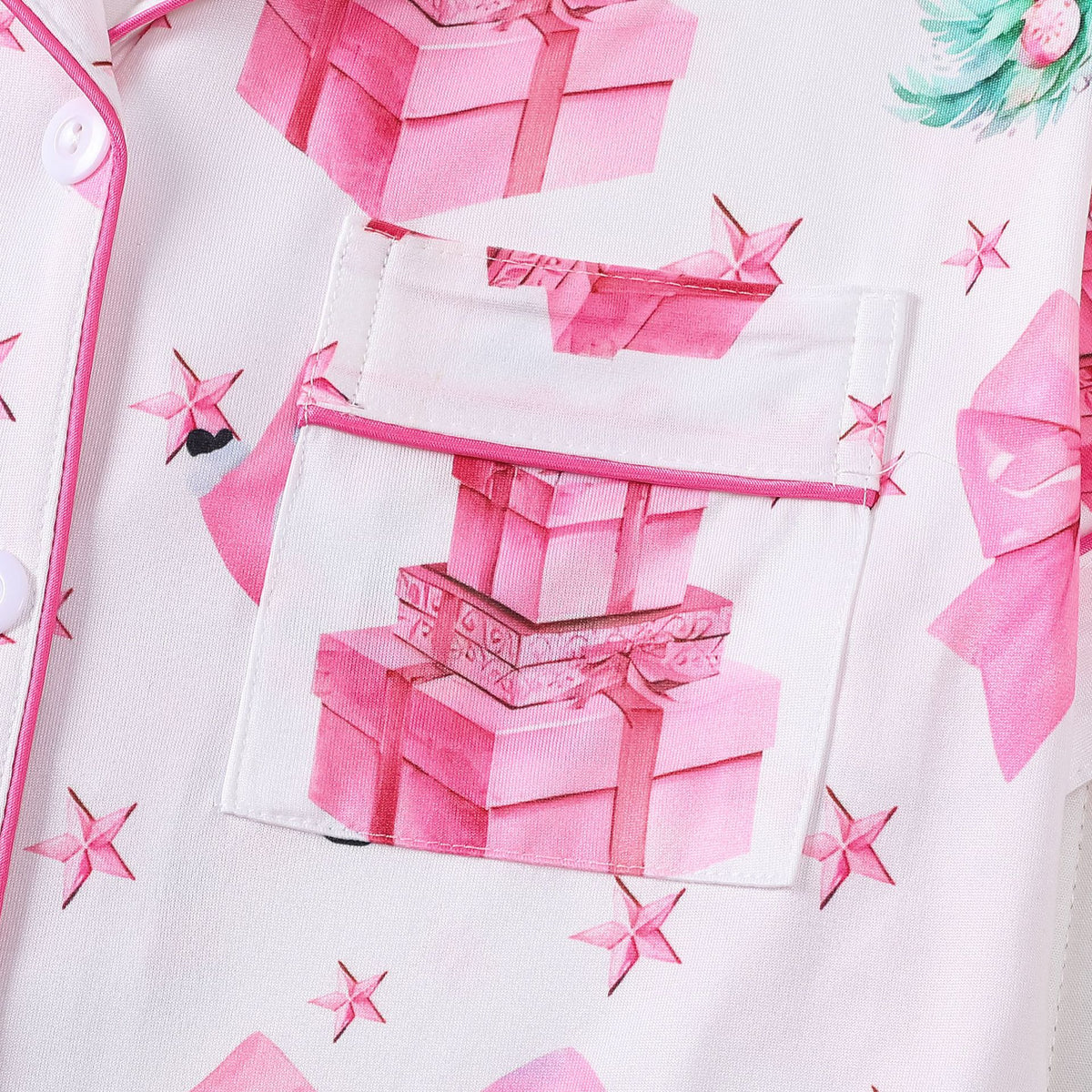 Women's Christmas Print Lapel Short Sleeve Pajama Set
