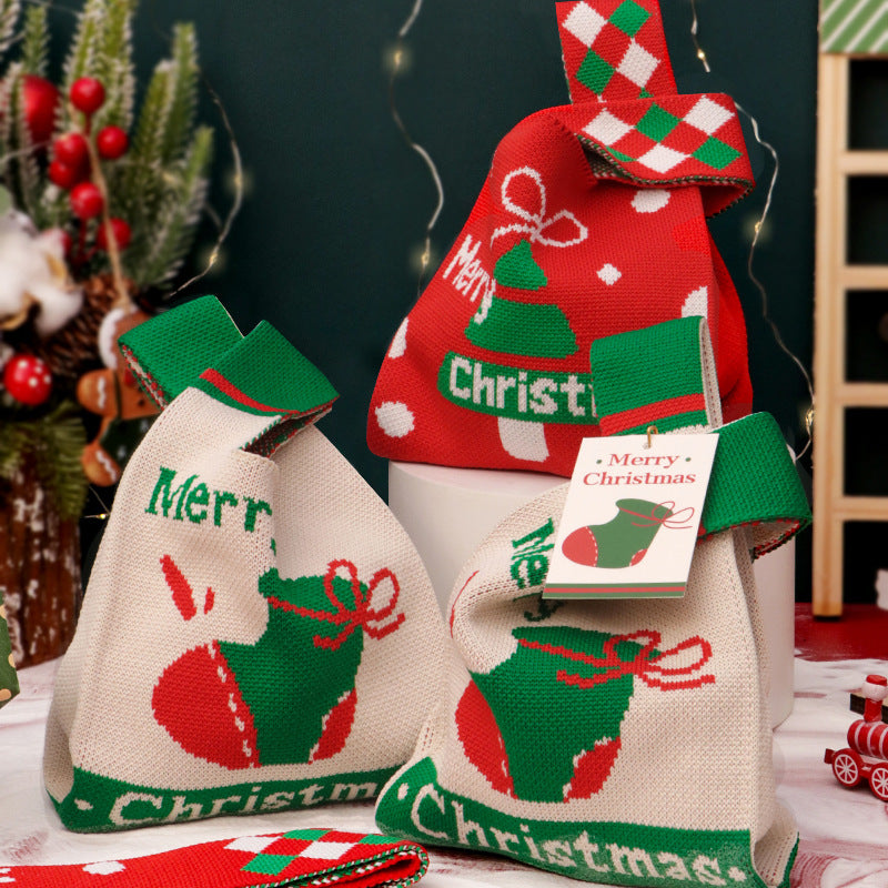 Christmas Apple Gift Bag Knitted Fabric Holiday Packaging
