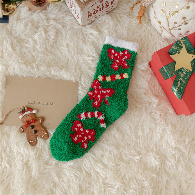Plush Christmas Slipper Socks with Non-Slip Sole