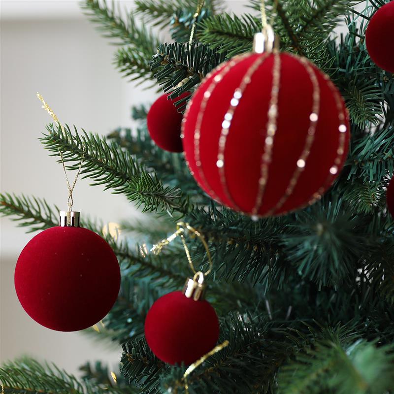 Velvet Flocked Christmas Ball Ornaments