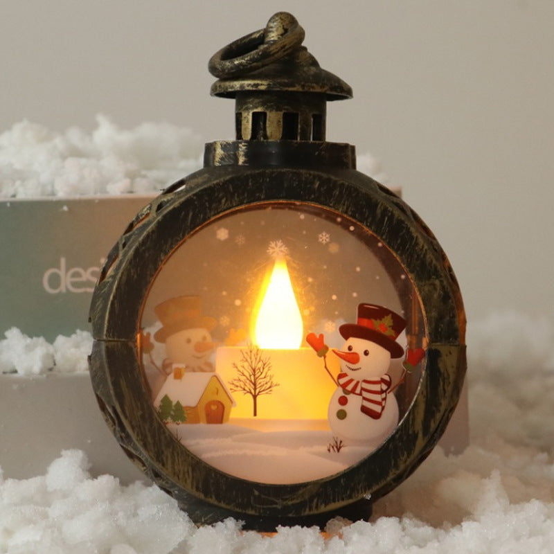 Retro Christmas LED Hanging Decorations with Santa and Snowman Designs