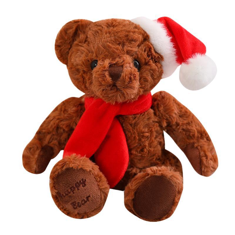 Cute Plush Teddy Bear with Christmas Scarf