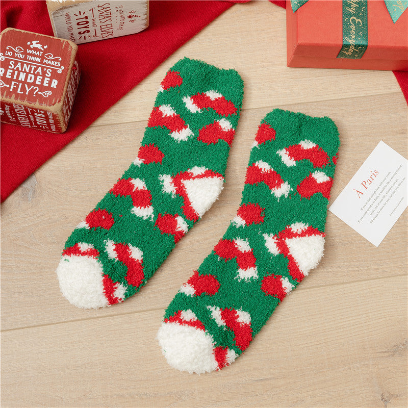 Plush Christmas Slipper Socks with Non-Slip Sole