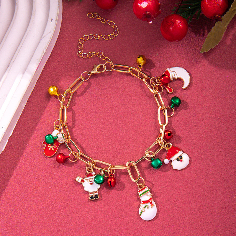 Christmas Beaded Bracelet Alloy Pendant Hand Chain