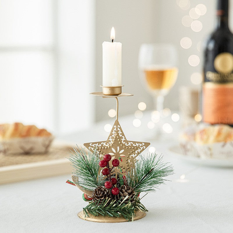 Decorative Iron Christmas Candle Holders (Snowflake/Star/Elk Design)