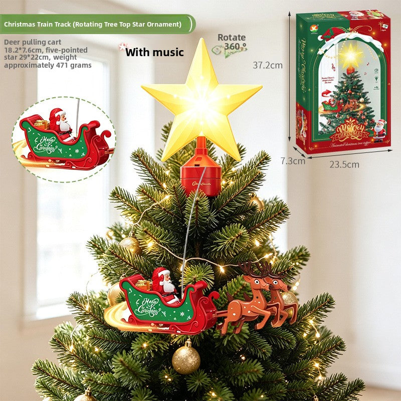 Electric Rotating Christmas Tree Topper Star Decoration