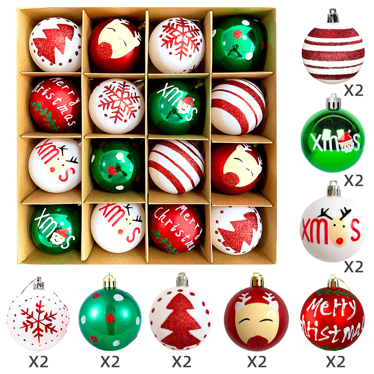 6cm Electroplated Christmas Ornament Ball with Hand-Painted Designs