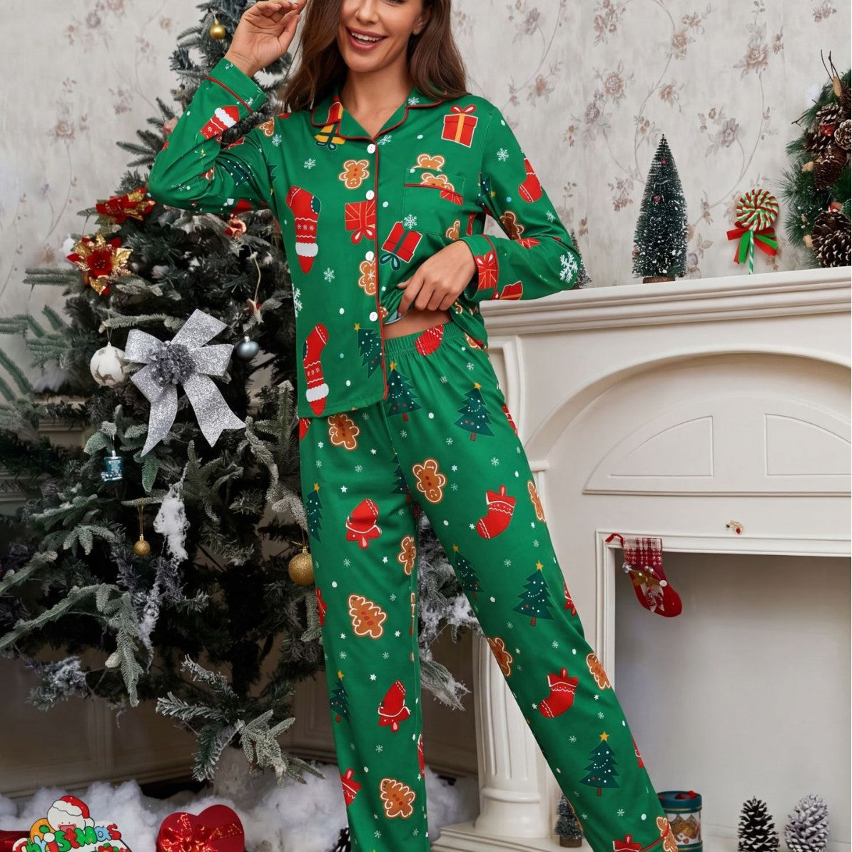 Christmas Themed Womens Pajama Set