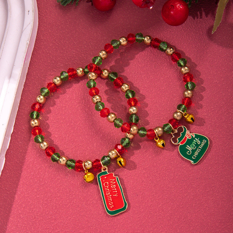 Christmas Beaded Bracelet Alloy Pendant Hand Chain