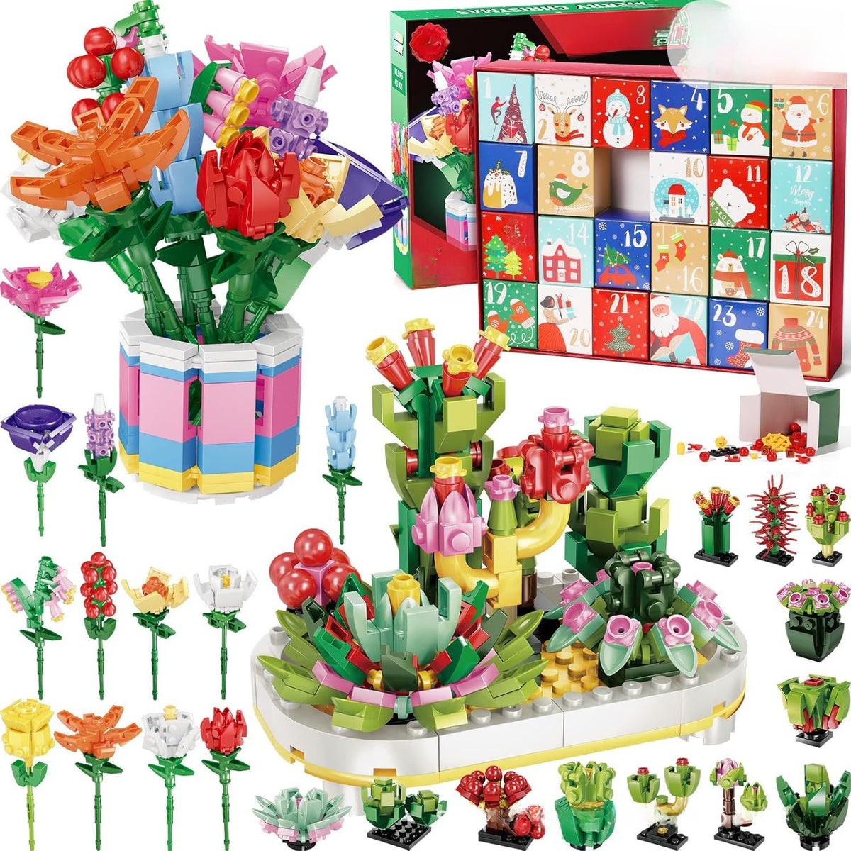 Flower Bouquet Building Blocks Christmas DIY Toy