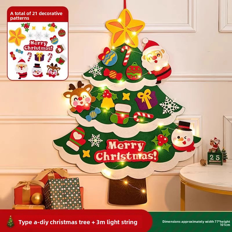 DIY Felt Christmas Tree Wall Decoration with LED Lights