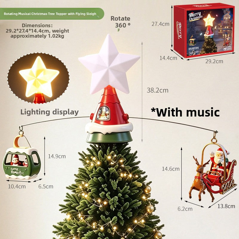 Electric Rotating Christmas Tree Topper Star Decoration