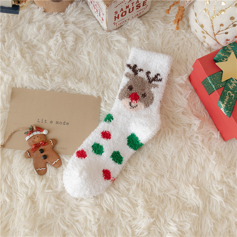 Plush Christmas Slipper Socks with Non-Slip Sole