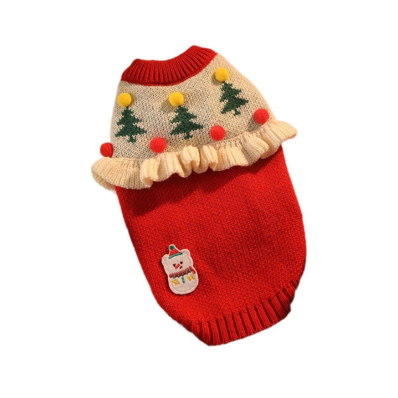 Christmas Pet Cat Sweater Winter Warm Anti-Hair