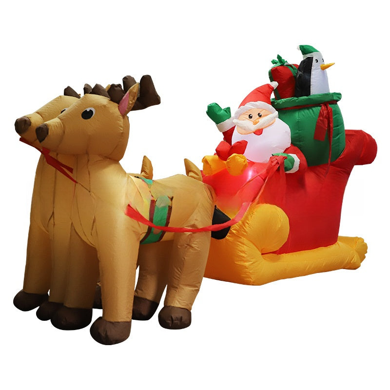 Inflatable Santa and Reindeer Sleigh Decoration