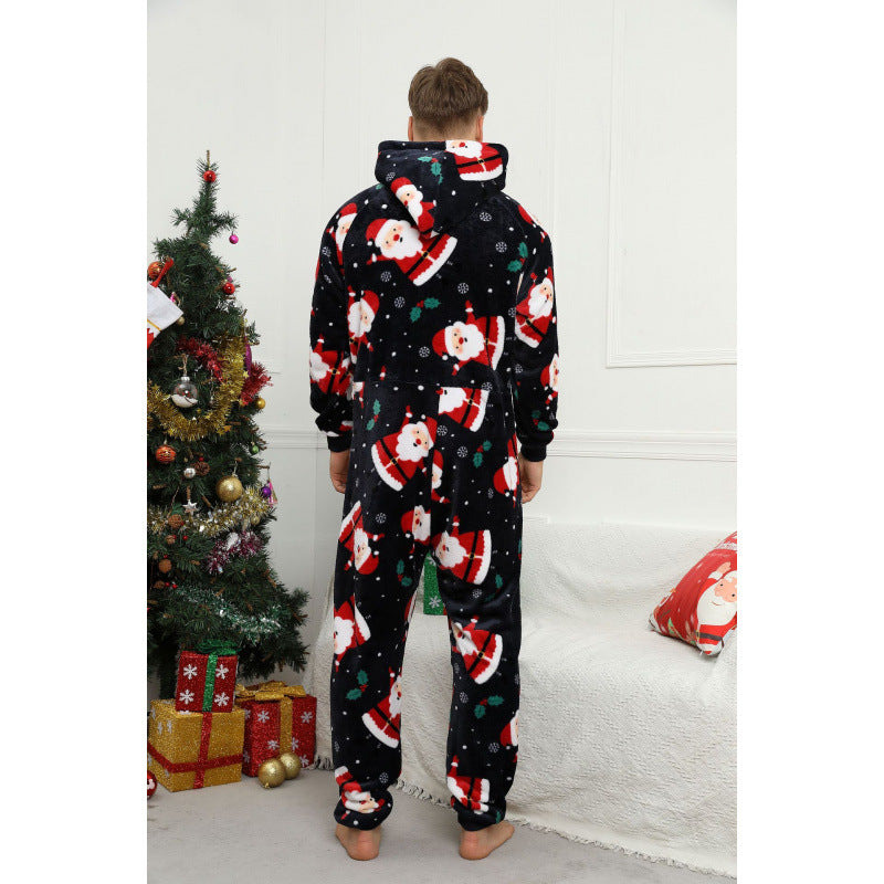 Mens Christmas Flannel Jumpsuit Pajamas